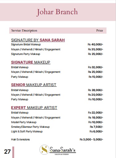 Rate list ā Johar